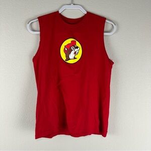 Buc-ee’s Boy’s Red Beaver Cut Off Tank Top Size Youth Large